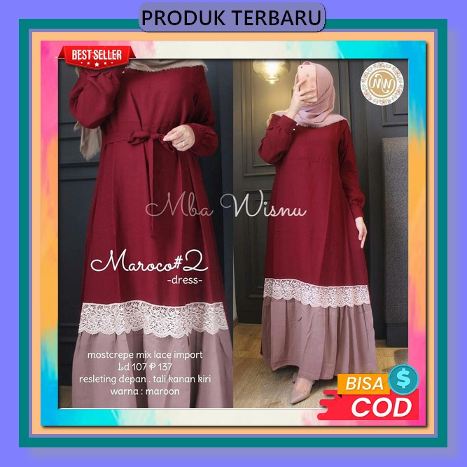 Baju Gamis Drees Stelan Pesta Lengan Panjang Wanita Remaja Dewasa Kekinian Pakaian Setelan Games Dre