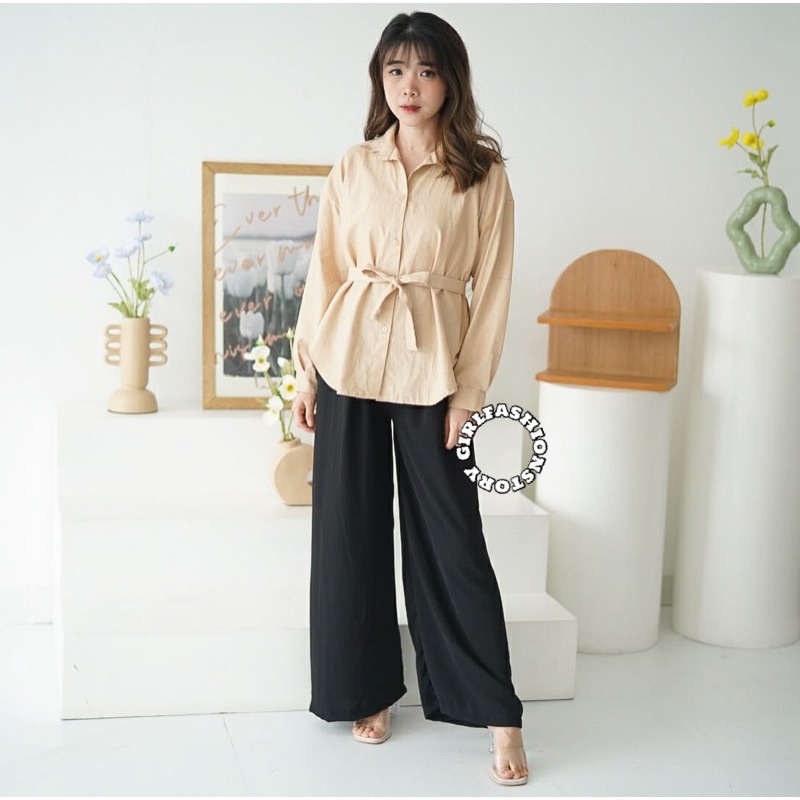 BEFAST - ZFS OOTD BLOUSE WANITA JOYA / PURRY LINEN BLOUSE / Blouse Model Terbaru / Pakaian Wanita Casual / Blouse Polos Formal / Atasan Lengan Panjang / Fashion Wanita Kerja/Kondangan / Blouse Ikat pinggang Trendy / Outfit Wanita Kekinian remaja ABG