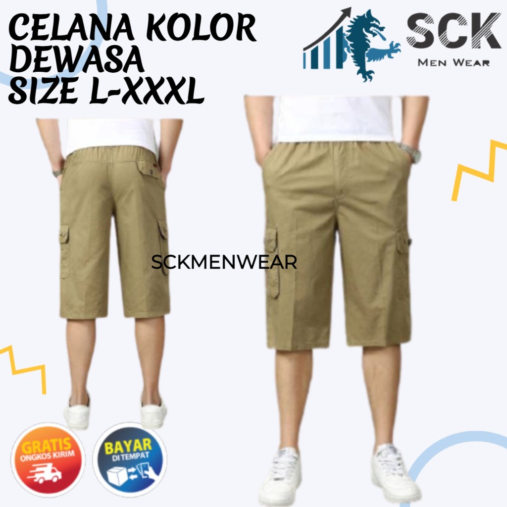 Celana Kolor Import 7/8 HD 755 Pria POLOS Melar / Celana Pendek Distro Pinggang Karet Bahan Katun Halus - sckmenwear GROSIR