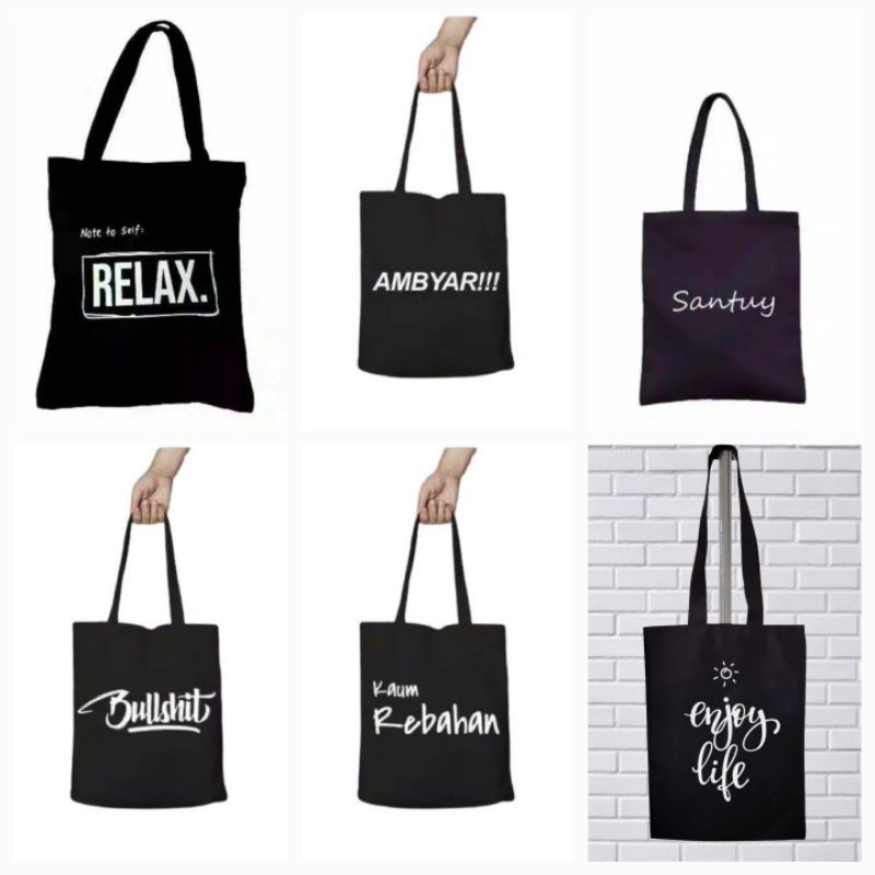 TAS TOTEBAG KARAKTER PAKAI PEREKAT / TAS TOTE BAG KEKINIAN