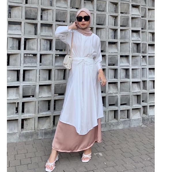 ➶ DEZHAF - Plain Tunik Kaftan | Dress Satin ✥