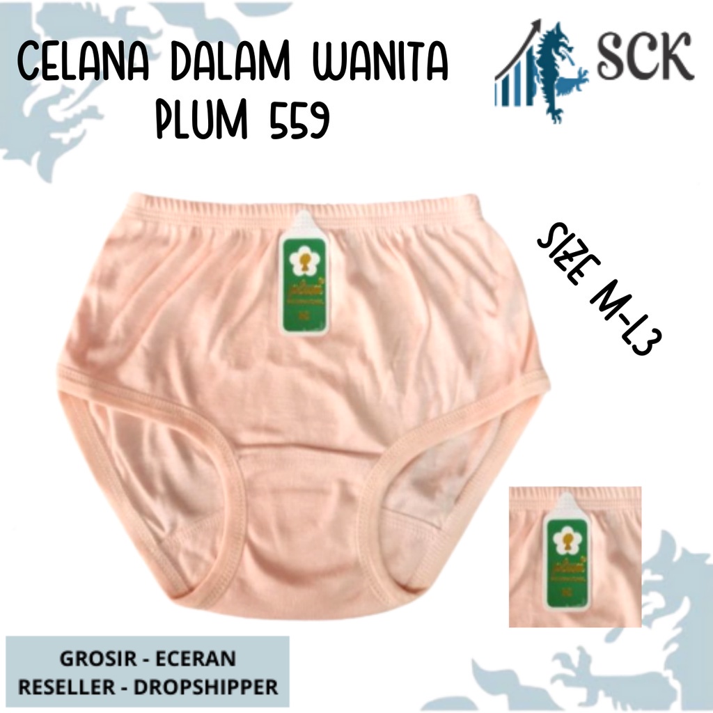 Celana Dalam Perempuan PLUM 559 JUMBO ukuran M- 3L / CD Pinggang Karet Bahan Katun Model Brief / Pakaian Dalam Wanita / CD Karet PLUM Ori - sckmenwear GROSIR