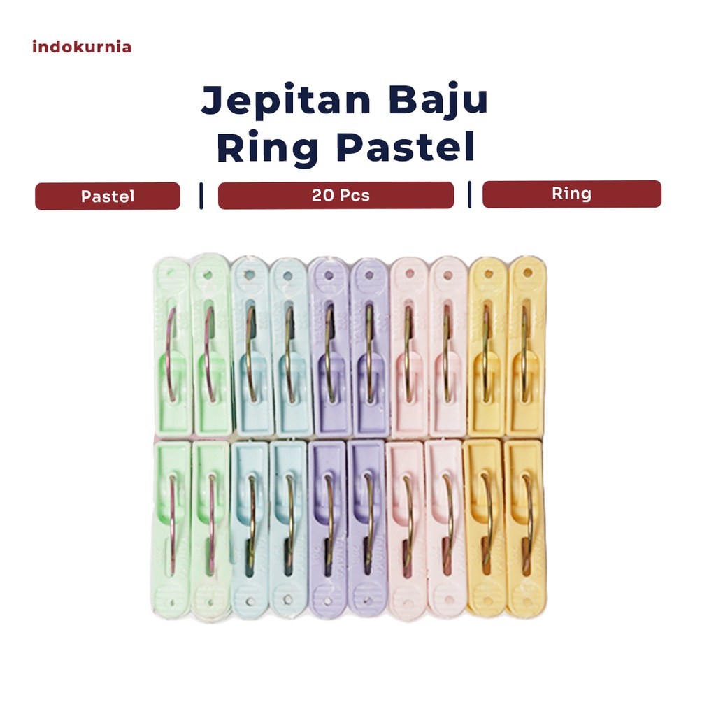 20 PCS JEPITAN BAJU JEMURAN RING PASTEL MACARON TANAKA 206 x INDOKURNIA