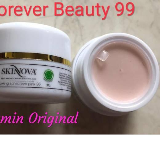 ◊ Skinnova glowing sunscreen pink SPF 50 - instant whitening skinova ➸