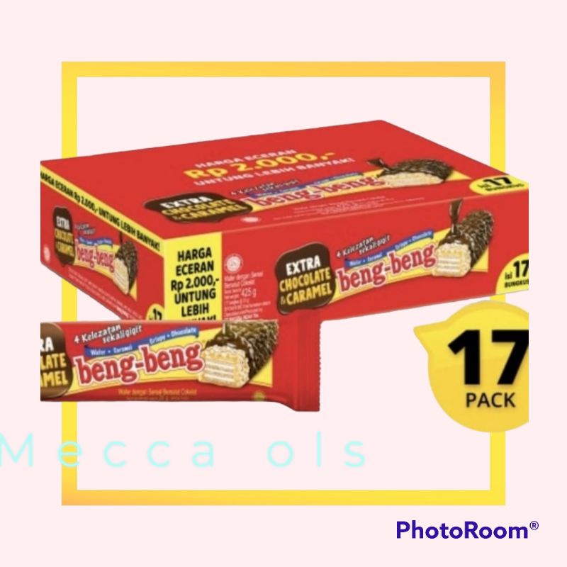 

BENG BENG EXTRA CHOCOLATE CARAMEL BOX 1 BOX ISI 17 PCS X 20 G