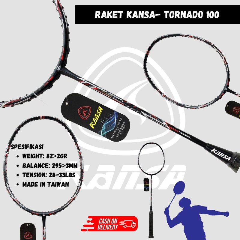 Raket badminton Kansa Tornado 100 200 300 32lbs Original