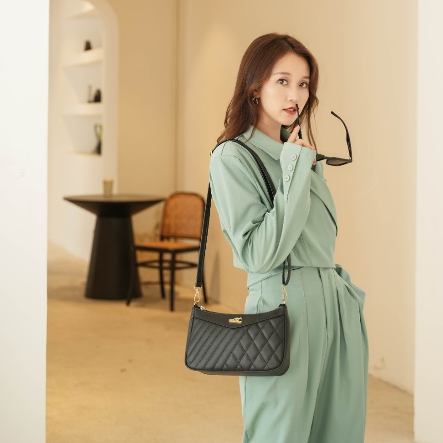 TAS SELEMPANG WANITA SLING BAG IMPORT TA735B5 REMAJA KEKINIAN BAHU SHOULDER LUCU BATAM BRANDED KULIT HITAM RESHNA KOREA SIMPLE CEWEK MURAH PREMIUM