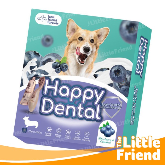 Snack Cemilan Anjing Pembersih Karang Gigi HAPPY DENTAL Blueberry