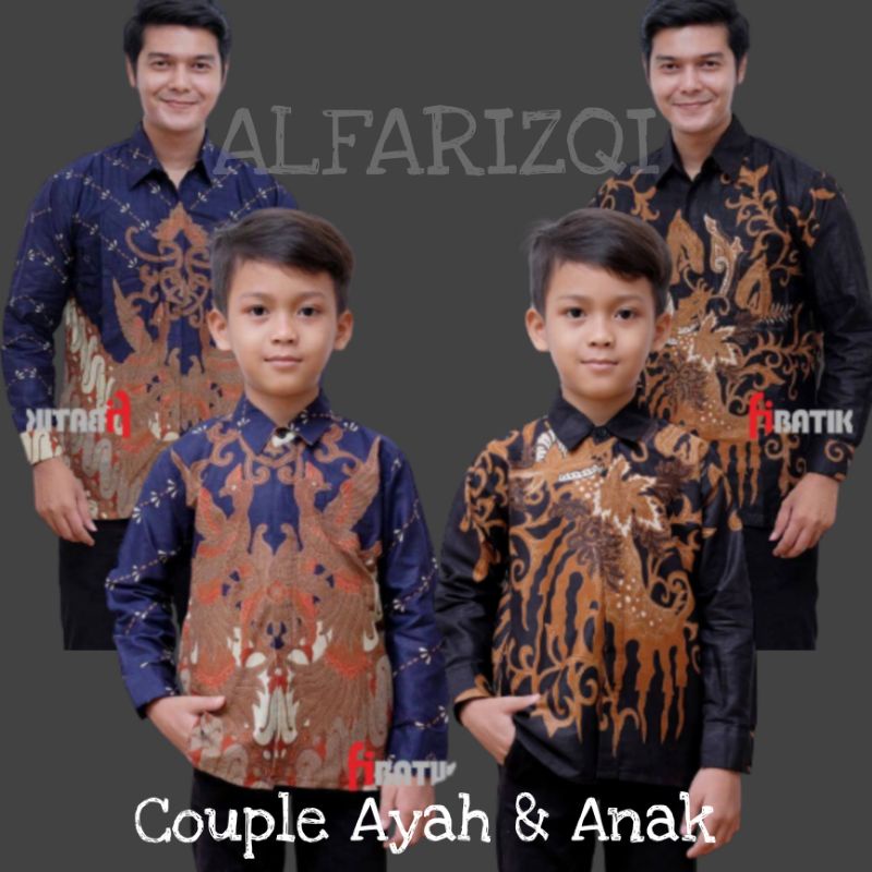 Couple Batik Ayah Dan Anak Laki-laki Lengan Panjang// Kemeja Batik Pria Dewasa Dan Anak Cowok Size M L XL XXL 3L