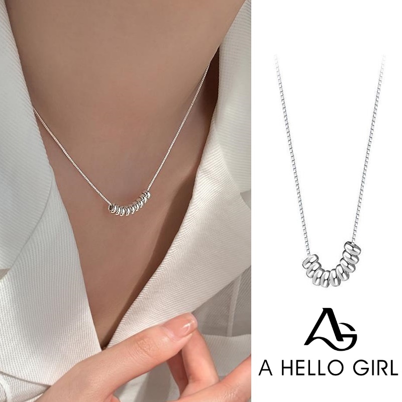 Kalung Liontin Manik-Manik Silver Gaya Korea Untuk Wanita