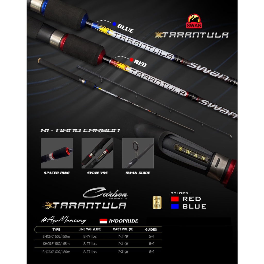 Joran Pancing Swan Tarantula 150cm - 180cm (8-17lbs) Carbon Hollow Murah - E ngkus Fishing