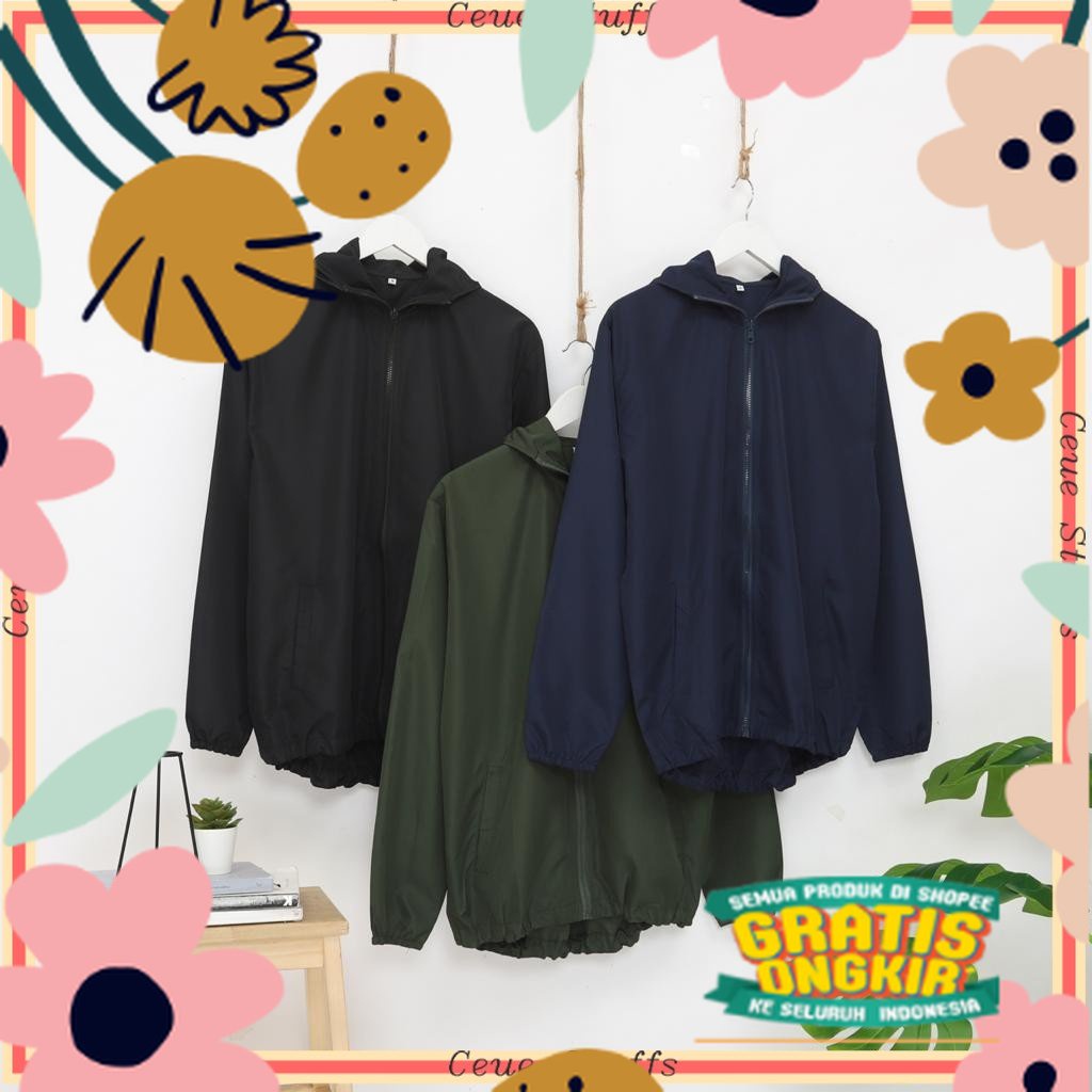 PROMO JAKET NYAMAN MURAH  JAKET PARASUT PRIA WANITA ZIPPER MURAH MIRIP UNIQLO OLAHRAGA RUNNING LARI 