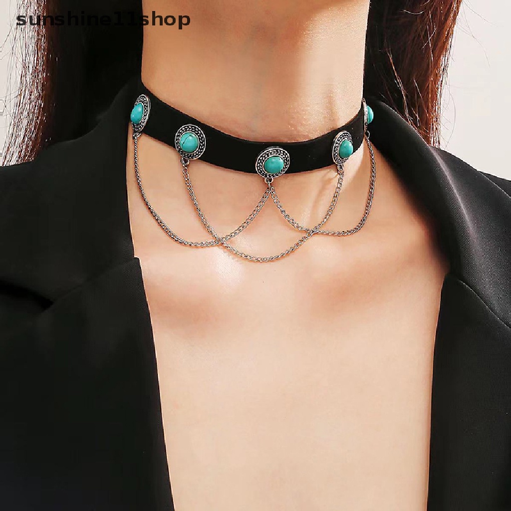 Sho Vintage Hitam Beludru Choker Kalung Gothic Berlapis Emas Kalung Untuk Wanita Gadis Perhiasan Hadiah N