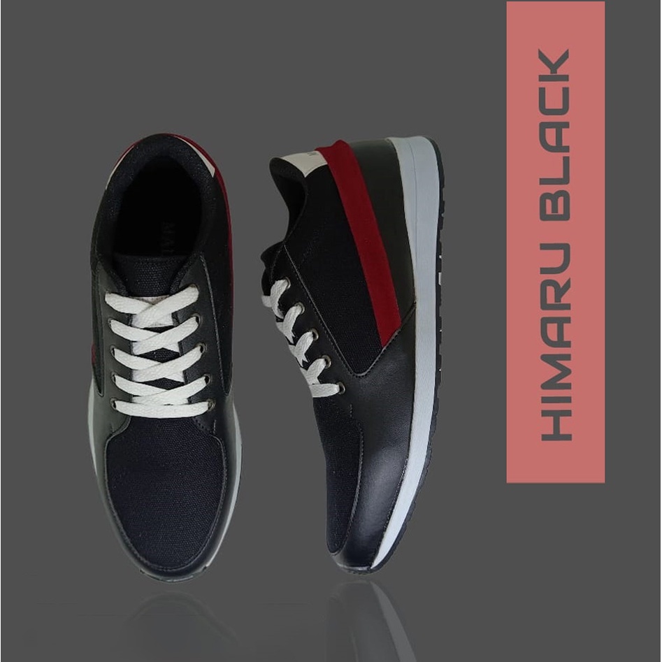 HIMARU X ZAGIB | Sepatu Pria Warna Hitam Sneaker Casual Sporty | FREE TAS &amp; KAOS KAKI