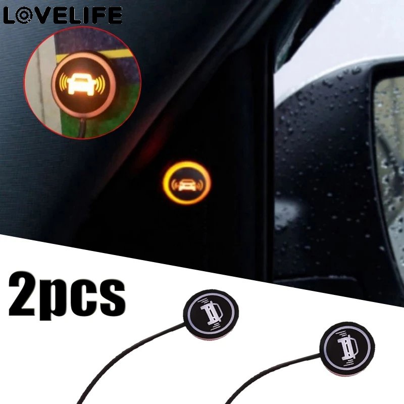 2pcs Car Blind Spot Radar Detection System Lampu Peringatan Mengemudi Bantuan Bolak Balik Sensor Microwave Lampu Sinyal Mobil Safety Driving Buzzer Annunciator