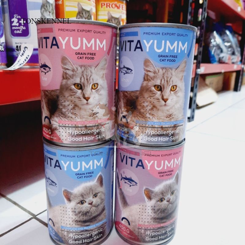 VITAYUMM HYPOALLERGENIC GOOD HAIR AND SKIN KALENG 400GR MAKANAN KUCING BASAH KUCING