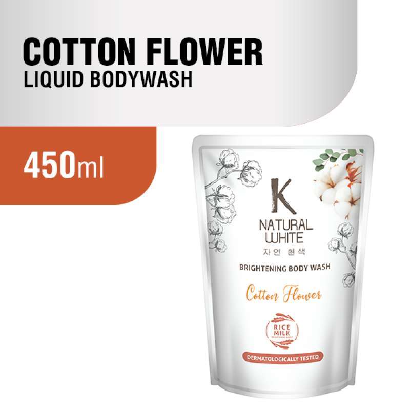 K-NATURAL WHITE BODY WASH 450 POUCH COTTON FLOWER