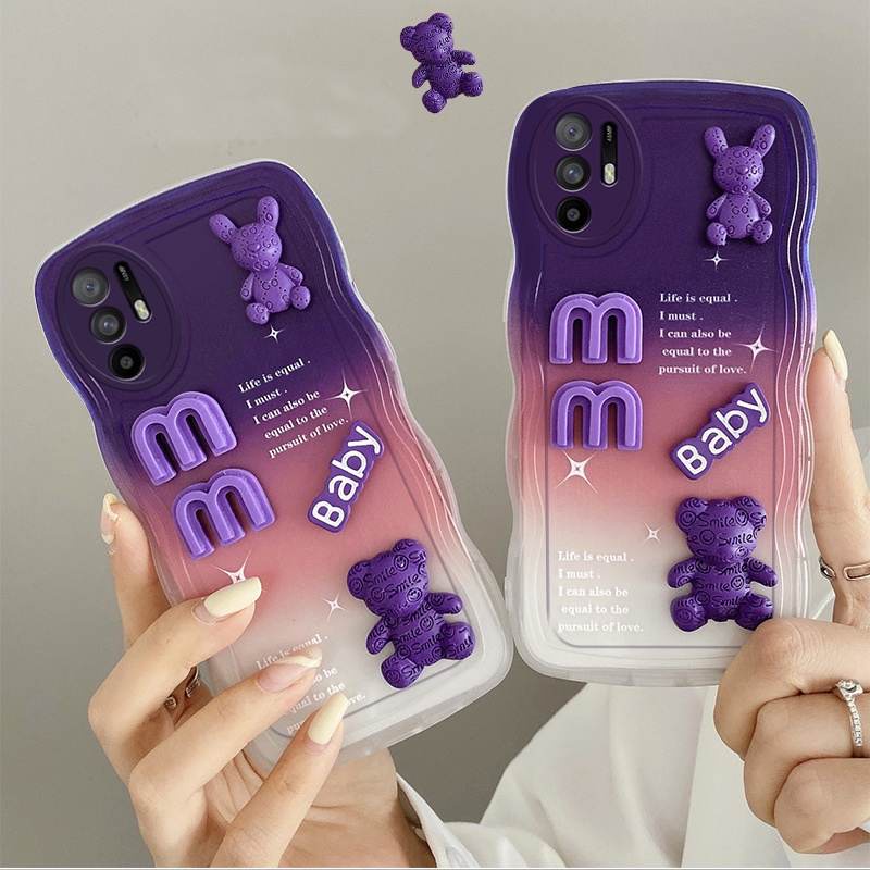 Softcase Bear Cute Girls Gradation Case Oppo Case Xiaomi Case Iphone Case Samsung Case Vivo Case Rea