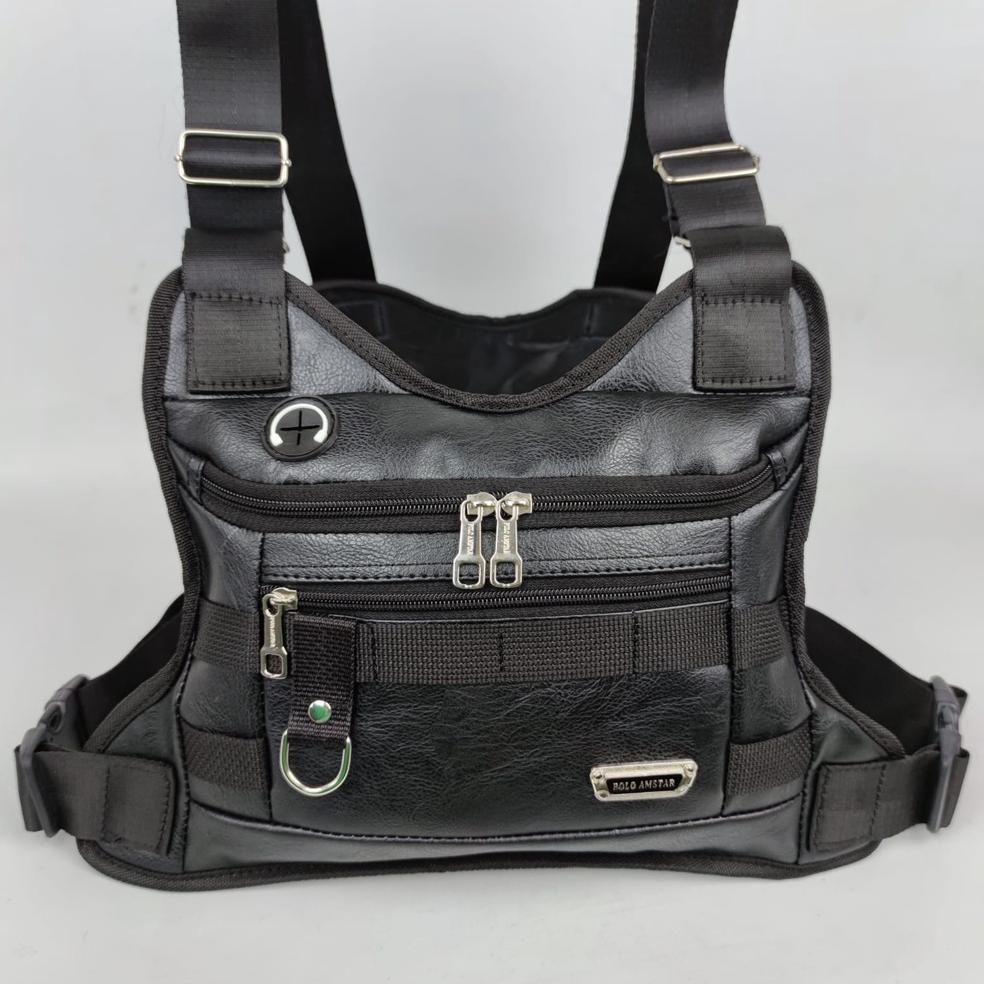 Booming TAS SALEMPANG Chest Bag Kulit PU Leather Water Resistant Tas Dada Tactical Chest ROutdoor Ta