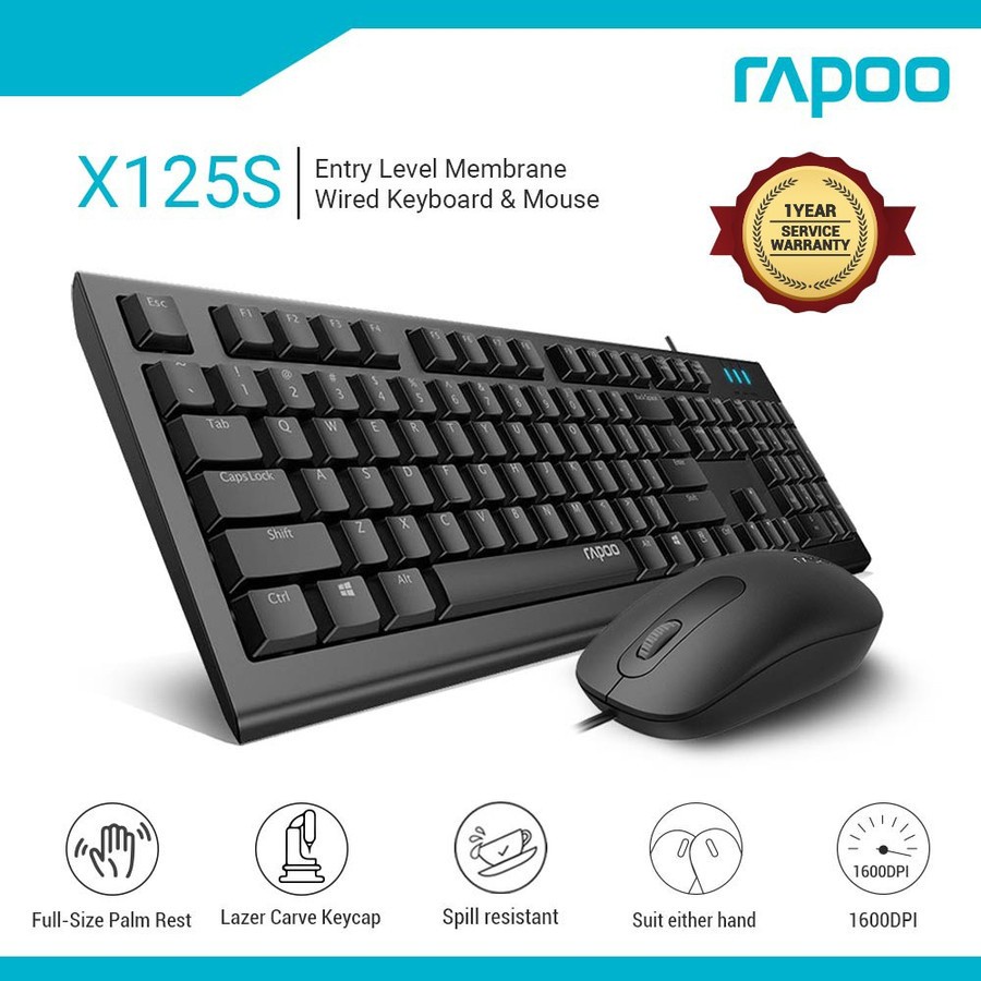 RAPOO X125S Wired Optical Mouse &amp; Keyboard Combo