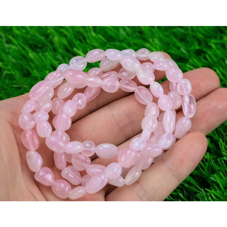 Gelang Batu Kristal Tumbled Alam Cinta Rose Quartz Untuk Energi Cinta