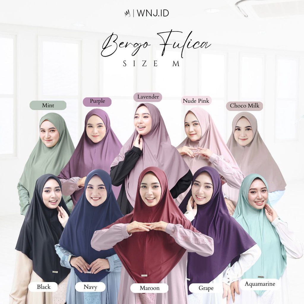 WNJ BERGO FULICA JERSEY ITY WHY UKURAN M L XL  JILBAB INSTAN WANOJA ADEM &amp; LEMBUT