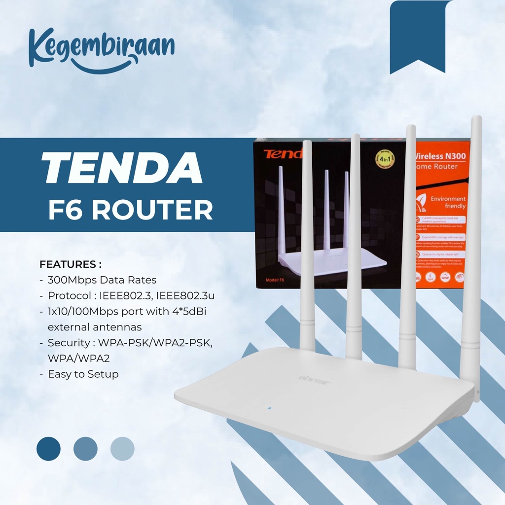 TENDA F6 Wireless N300 Router Tenda F6 Easy Setup Router 4 antena
