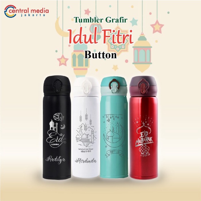 

Tumbler Ramadan Grafir Custom Nama +GiftBox Hampers Idul Fitri Lebaran - TUMBLER BUTTON, Hitam