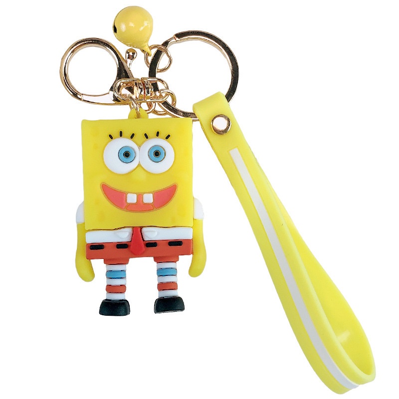 Lem Lembut Bahan pvc Motif Kartun Spongebob SquarePants | Gantungan Kunci Bentuk Boneka Tiga Dimensi | Gantungan Kunci Bentuk Tas Lucu Kreatif | Aksesoris Rambut | Hadiah Ulang Tahun