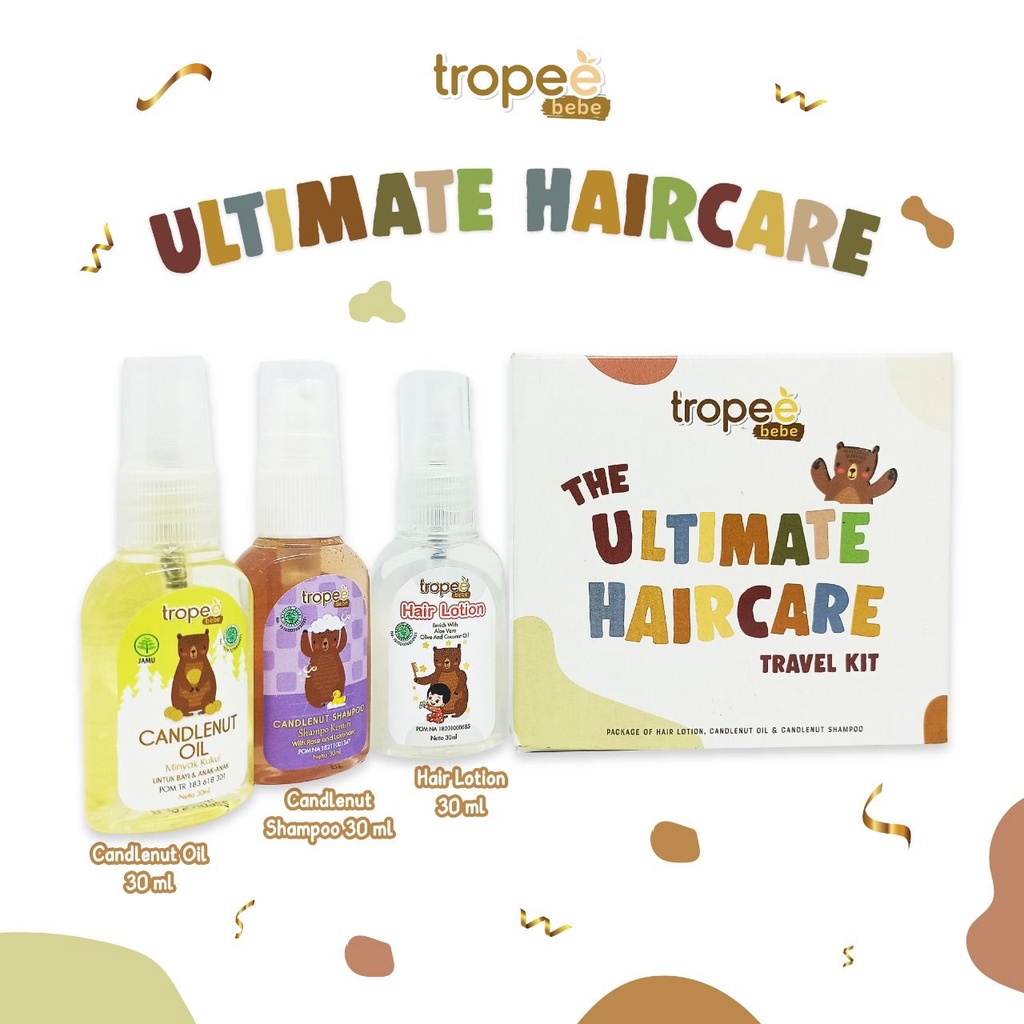 TROPEE BEBE HAIR CARE ULTIMAT Travel Kit 30ml (Candlenut Oil, Candlenut Shampoo, Hair Lotion)