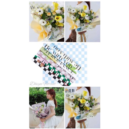

Plaid Cellophane Be With You Non Waterproof Free Packing Lembaran Kertas Buket Motif Kotak Flower Wrapping Paper Square Pattern Cellophane