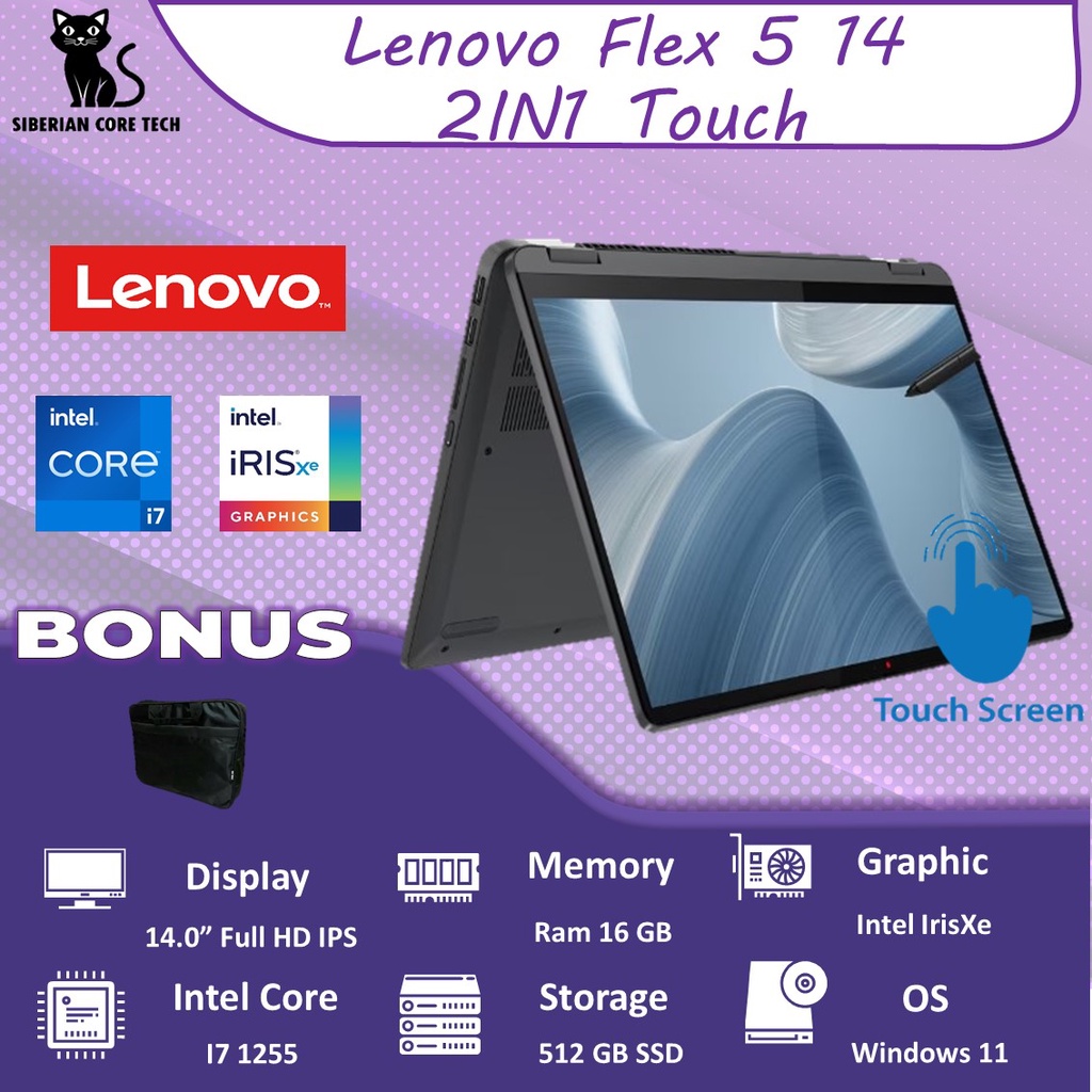 LENOVO FLEX 5 14 OLED 2IN1 TOUCH I7 1255 16GB 512SSD W11 14.0 2.8K