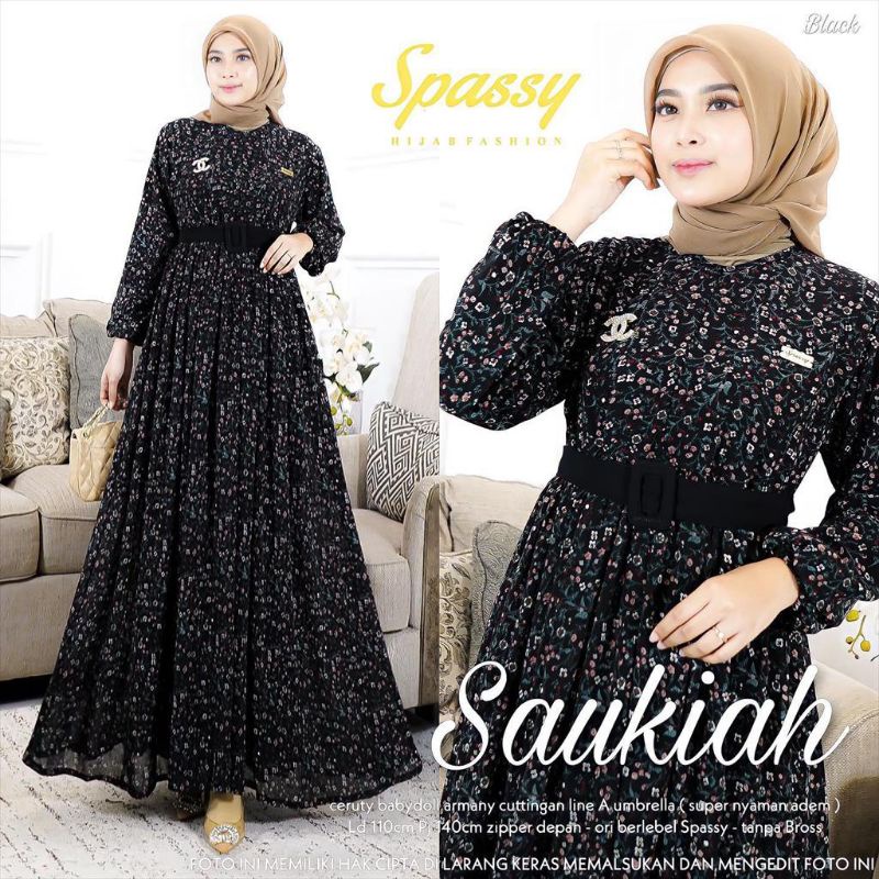 Saukiah dress bahan ceruty baby doll premium