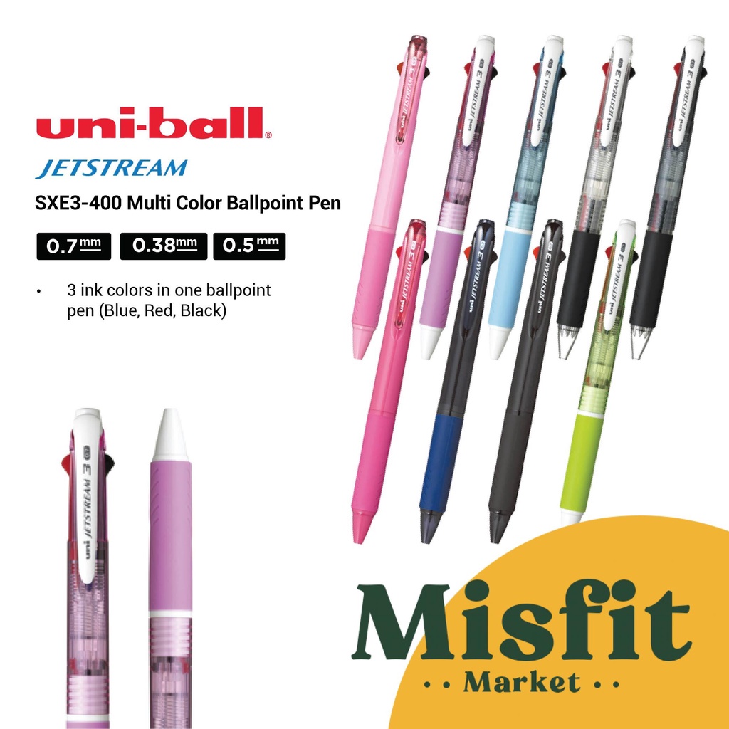 

Uniball Jetstream 3 SXE3-400 Multi Color Ballpoint 0.38 0.5 0.7 mm 3C Pulpen Uni Ball Tinta Warna Warni