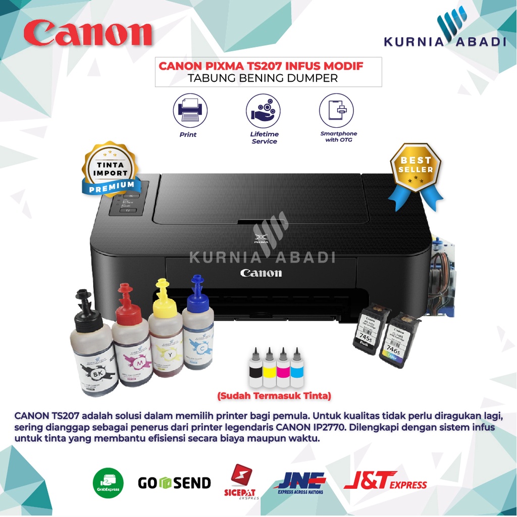 Printer Canon PIXMA TS207 Infus Inkjet Print Only Include Dumper