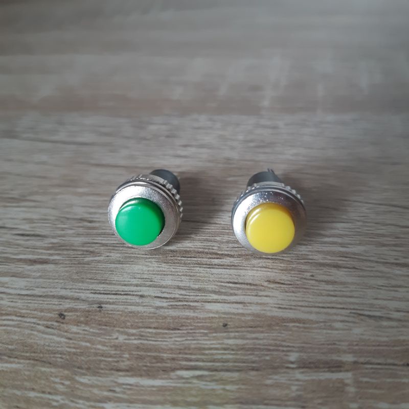 Switch Push On Bulat Kecil 2pin Besi Warna/ Tombol Push On Off 2 kaki/ Saklar Push On Off 2pin Bulat