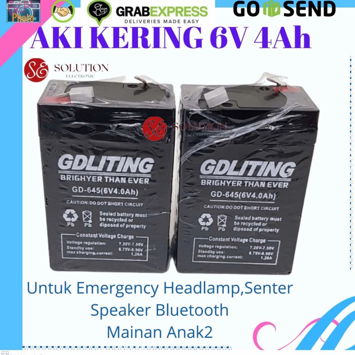 Ladar Baterai Aki Kering 6Volt 4Ah Emergency Senter Speaker Portable Mainan