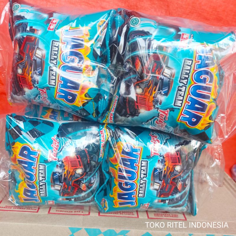 

Chiki Jaguar Berhadiah (1 pak isi 10pcs)/Snack Ciki Berhadiah Tiger/Ciki Rasa Jagung Bakar Jaguar Berhadiah