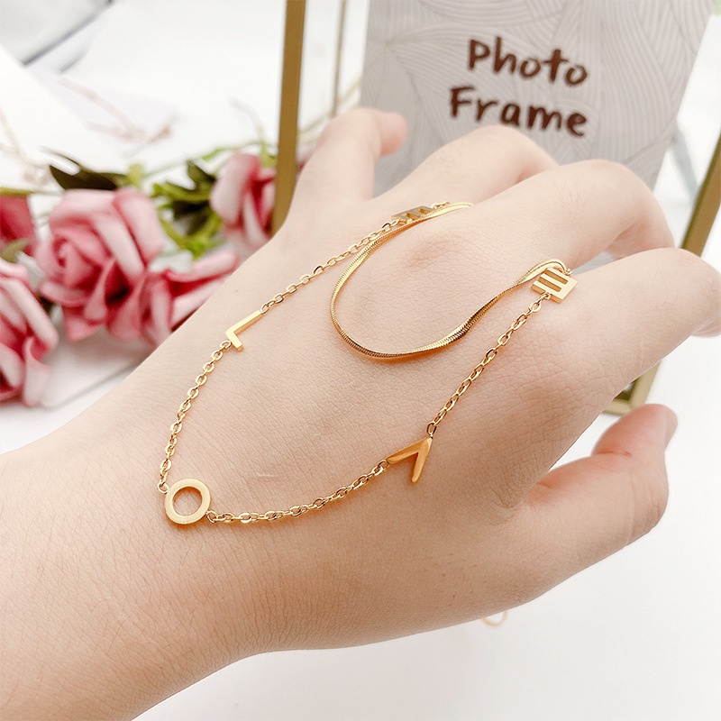 Kalung Double Layer Untuk Wanita | Kalung Multilayer | Cincin Titanium Steel Lapis Rose Gold 18K Untuk Wanita | Kalung Emas | Hadiah Ulang Tahun Anniversary |  Tas Ransel Anti Air / Pudar