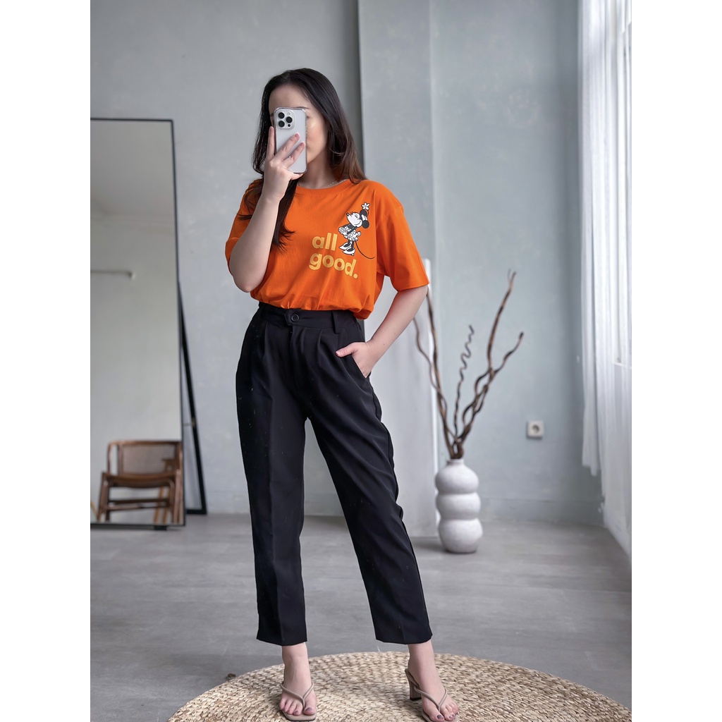 INFINITEE Kaos Wanita Lengan Pendek Ukuran Jumbo Oversized Tshirt