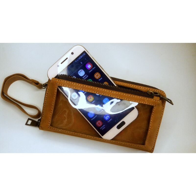 PROMO Dompet HP Slempang Kulit Asli Bahan Crazy Horse