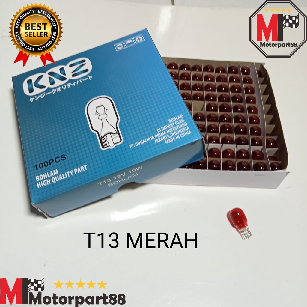 100PCS BOHLAM SEIN TANCAP COLOK T13 12V 10WATT BENING ORANGE BIRU MERAH KNZ HARGA UNTUK 100PCS