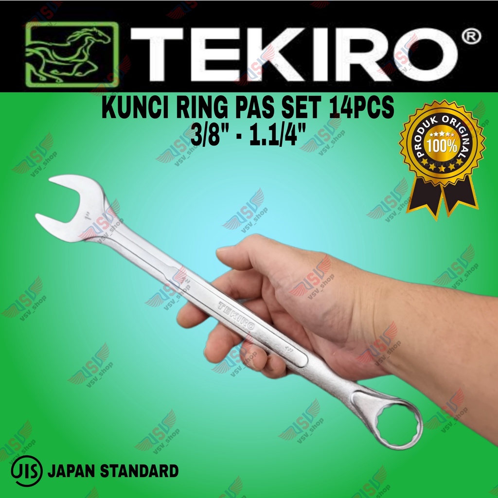 Tekiro Kunci ring pas set 3/8&quot;-1.1/4&quot; / ringpas sae 14pc / Kunci pas ring sae