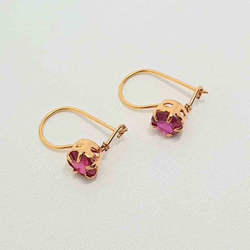 Anting Desi Emas Muda Mata Merah Bulat 1 Gram