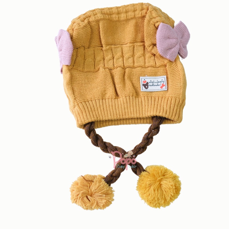 TOPI RAJUT RAMBUT BAYI/ANAK/BEANIE/ BABY HAT/ TOPI BAYI DENGAN RAMBUT
