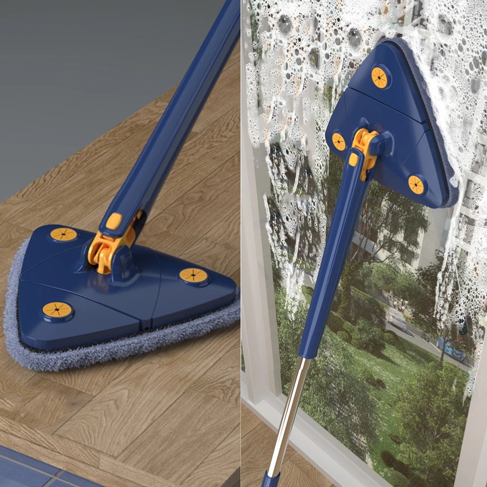 【COD】Pel Lantai Segitiga / Pembersih Segitiga/ Mop Squeeze Otomatis / 130cm Home Clean Mop 360 °