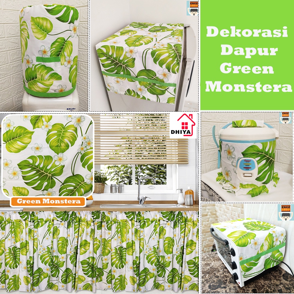 Set Cover Dekorasi Green Monstera Series Mikrotex