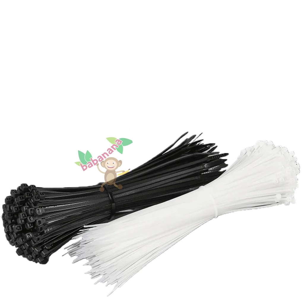 Cable Ties isi 100 pcs Hitam Putih Kabel Tis 10cm 15cm 20cm 25cm 30cm