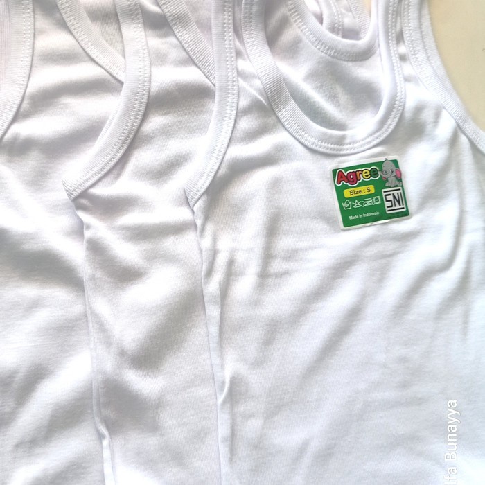 3 Pcs Singlet Anak / Kaos Dalam Anak Merk AGREE warna PUTIH TOKO KEANULOVA