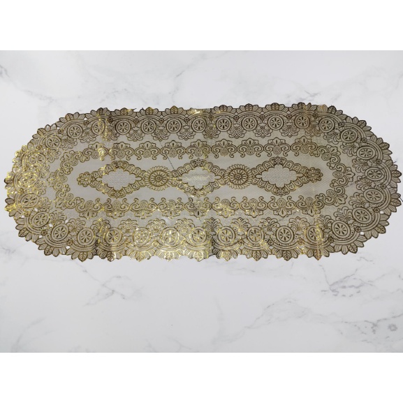 taplak meja oval emas jumbo/taplak meja tamu emas oval jumbo